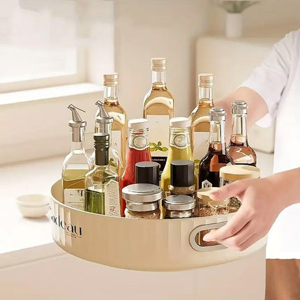 Kitchen Rotating Spice Rack Storage Organizer Multifunctional Round Tray Holder.