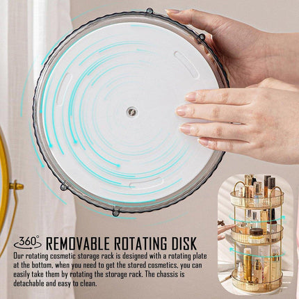 Rotating Cosmetic Organiser Home Storage Shelf Box for Makeup and Beauty Product - White.