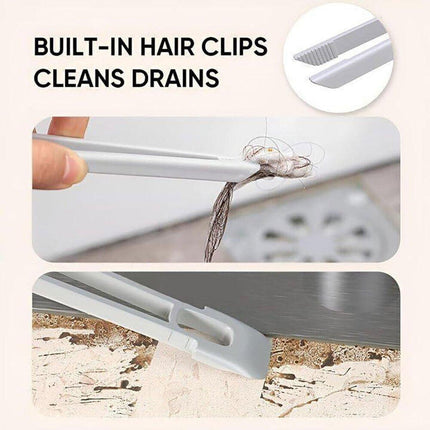 Multi-Functional Rotary Cleaning Brush Hard Bristle Slot Seam Wall Tile Brush - Purple.