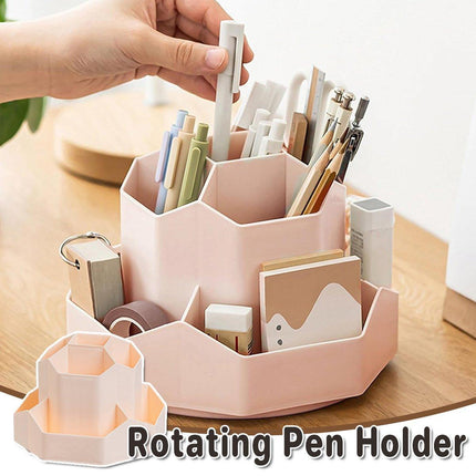 360 Degree Rotating Large Capacity Pen Holder Plastic Desktop Office Student Organizer.