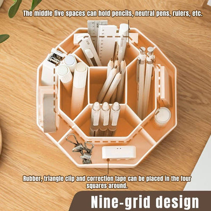 360 Degree Rotating Large Capacity Pen Holder Plastic Desktop Office Student Organizer.