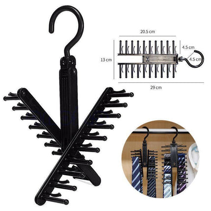 360 Degree Rotating Tie Hanger with 20 Hooks for Closet Scarves Belts Organisation.