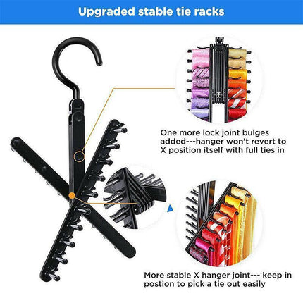 360 Degree Rotating Tie Hanger with 20 Hooks for Closet Scarves Belts Organisation.