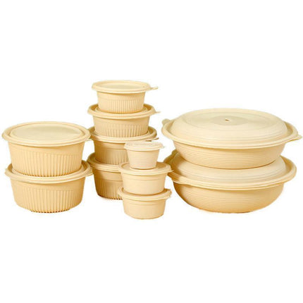 50PCS Biodegradable Corn Starch Lunch Box Round Takeout Containers Eco Friendly - 800ml.