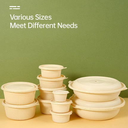 50PCS Biodegradable Corn Starch Lunch Box Round Takeout Containers Eco Friendly - 800ml.