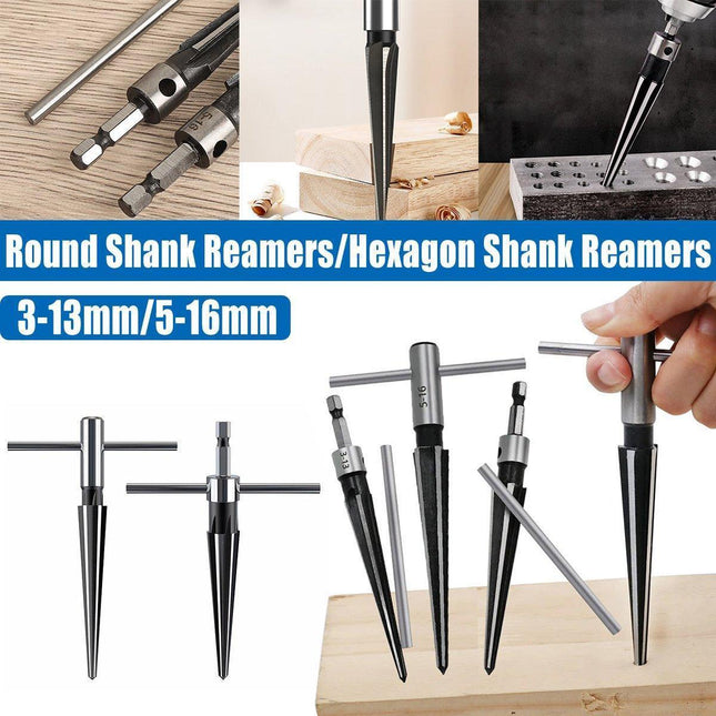 Round Shank Hexagon Shank T Handle Taper Reamer Tool for Drilling and Boring - Round Shank Reamer(3-13mm).