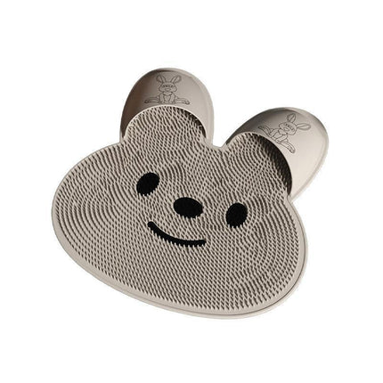 Silicone Foot Scrubber Rabbit Tub Mat Suction Cup Exfoliating Brush Cleaning Mat - Khaki.