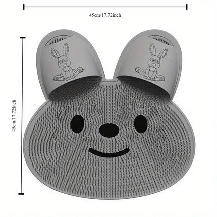 Silicone Foot Scrubber Rabbit Tub Mat Suction Cup Exfoliating Brush Cleaning Mat - White.