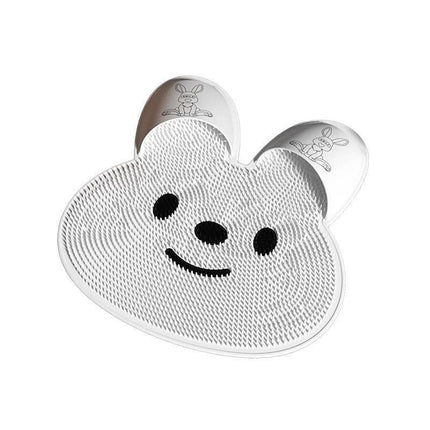 Silicone Foot Scrubber Rabbit Tub Mat Suction Cup Exfoliating Brush Cleaning Mat - White.