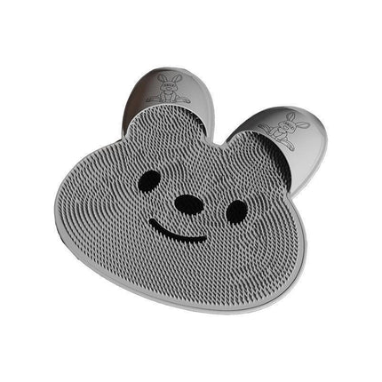 Silicone Foot Scrubber Rabbit Tub Mat Suction Cup Exfoliating Brush Cleaning Mat - White.