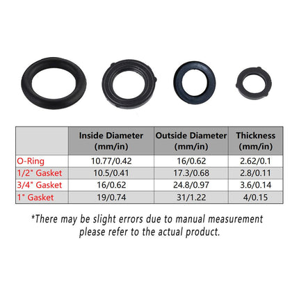 100pcs Silicone Rubber Seal Gasket Ring for Pipe Fitting Water Leak Proof - 1/2 inch Gasket.