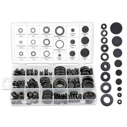125Pcs Rubber Grommet Set-Assorted Fastener Kit 18 Popular Sizes.