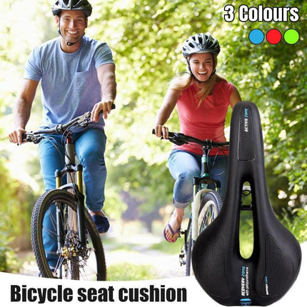 MTB Saddle Hollow Comfort Bicycle Seat Universal Cushion Soft Riding Saddle - Red.
