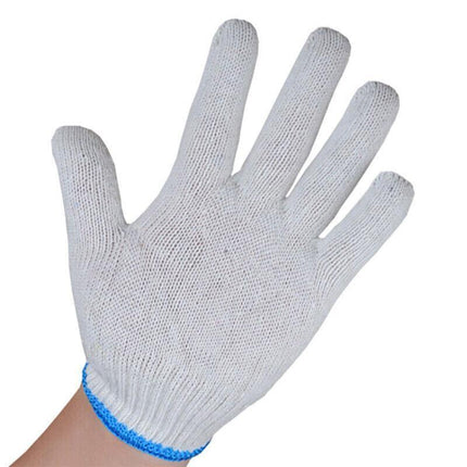 White Cotton Work Gloves Knitted Heavy Duty for Gardening or Warehouse Use - 5Pairs.