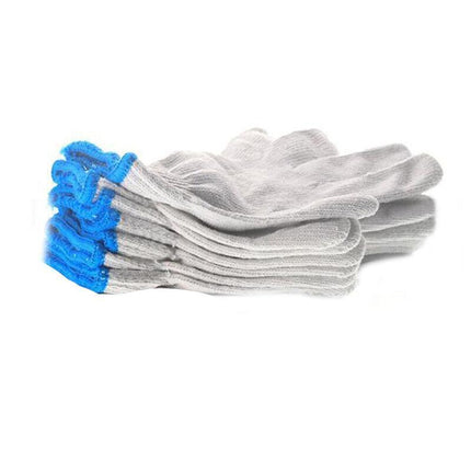 White Cotton Work Gloves Knitted Heavy Duty for Gardening or Warehouse Use - 5Pairs.
