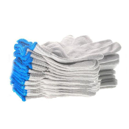 White Cotton Work Gloves Knitted Heavy Duty for Gardening or Warehouse Use - 5Pairs.
