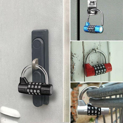 4 Digit Combination Padlock Wide Shackle Password Lock for Locker or Luggage - Blue.
