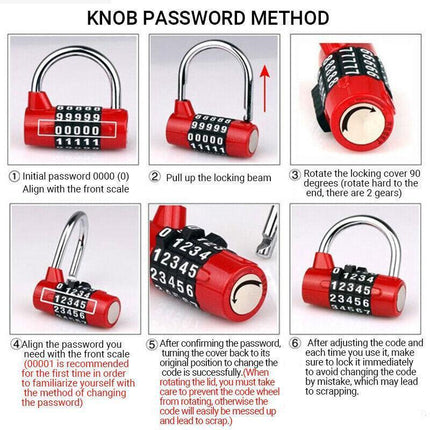 4 Digit Combination Padlock Wide Shackle Password Lock for Locker or Luggage - Blue.