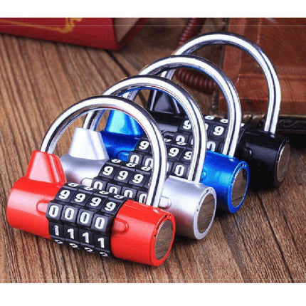 4 Digit Combination Padlock Wide Shackle Password Lock for Locker or Luggage - Blue.