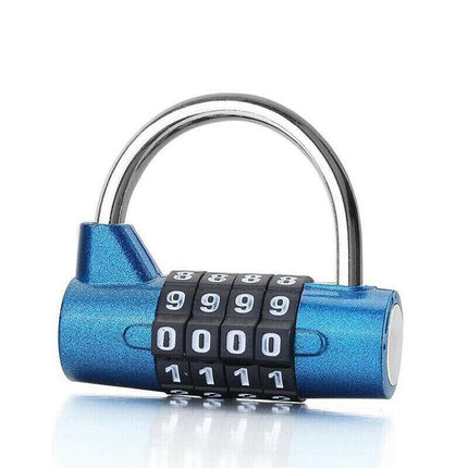 4 Digit Combination Padlock Wide Shackle Password Lock for Locker or Luggage - Red.