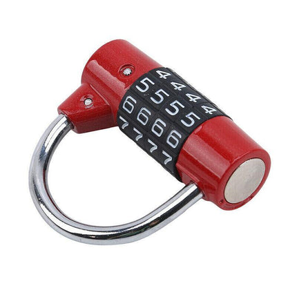 4 Digit Combination Padlock Wide Shackle Password Lock for Locker or Luggage - Red.