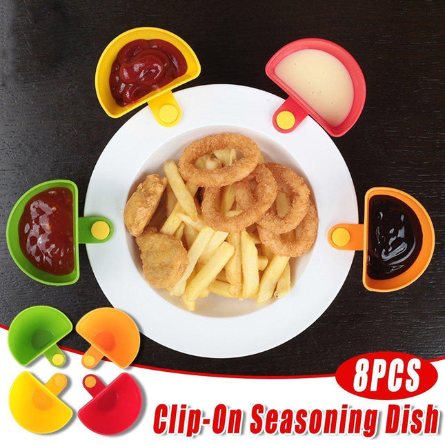 8PCS Plastic Salad Dressing Box Set Double Clip Bowl Snack Container with Spoon.