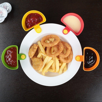 8PCS Plastic Salad Dressing Box Set Double Clip Bowl Snack Container with Spoon.