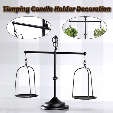 Black iron balance Scale candlestick decorative candle wedding Home Decor Gifts.