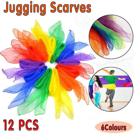 12Pcs Gradient Juggling Silk Dance Magic Tricks Dancing Props Scarves Chiffon Au.
