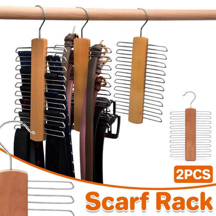 2PCS Double Hook Silk Scarf Towel Rack Organizer Tie Hanger Closet Storage.