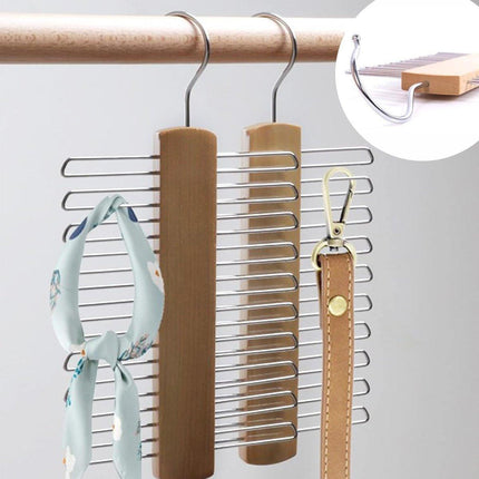 2PCS Double Hook Silk Scarf Towel Rack Organizer Tie Hanger Closet Storage.