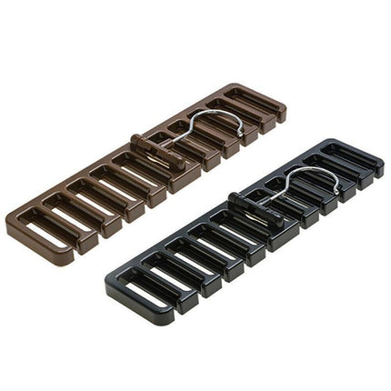 10 Slot Tie and Belt Hanger for Wardrobe Mens Closet Rack Organiser Hook - Brown.