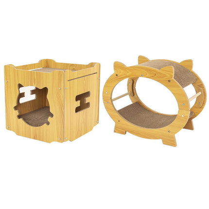 Durable Cat Scratcher Lounge Corrugated Scratching Wood Board - Oval.