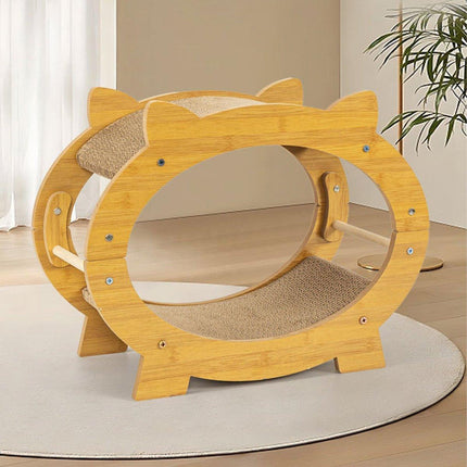 Durable Cat Scratcher Lounge Corrugated Scratching Wood Board - Oval.