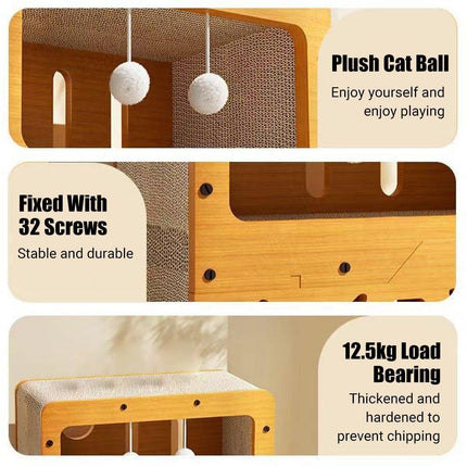 Wear-resistant Cat Scratch Board House Four Seasons Cat Climbing Tower Toy Nest.