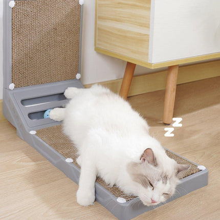 L-shaped Cat Scratching Board Vertical Claw Toy Cat Scratcher for Pet Playtime - Black.