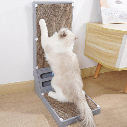 L-shaped Cat Scratching Board Vertical Claw Toy Cat Scratcher for Pet Playtime - Grey.