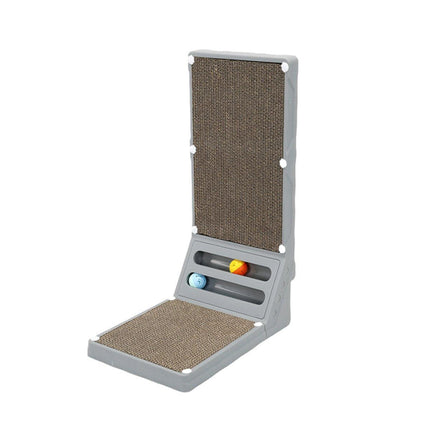 L-shaped Cat Scratching Board Vertical Claw Toy Cat Scratcher for Pet Playtime - Grey.