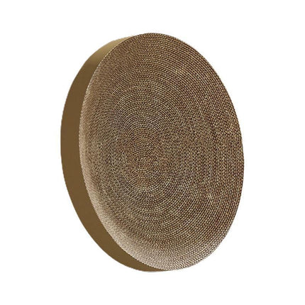 Cat Scratcher Lounge Bed Toy 40cm Round Foldable Cardboard Pad with Ball Track - Blue.