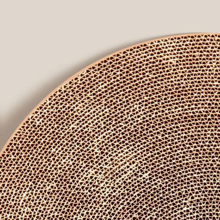 Cat Scratcher Lounge Bed Toy 40cm Round Foldable Cardboard Pad with Ball Track - White.