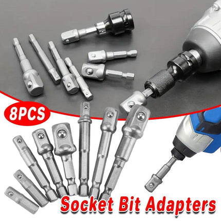 8pcs Hex Shank Socket Adapter Set 1/4 3/8 1/2 Inch Impact Driver Drill Bits.