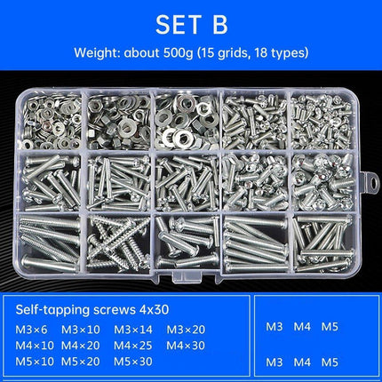 Household Self-tapping Screw Nut Gasket Box Set Multi-purpose Screw Assortment - F.