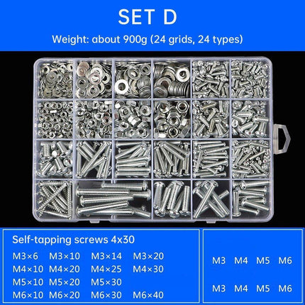 Household Self-tapping Screw Nut Gasket Box Set Multi-purpose Screw Assortment - F.