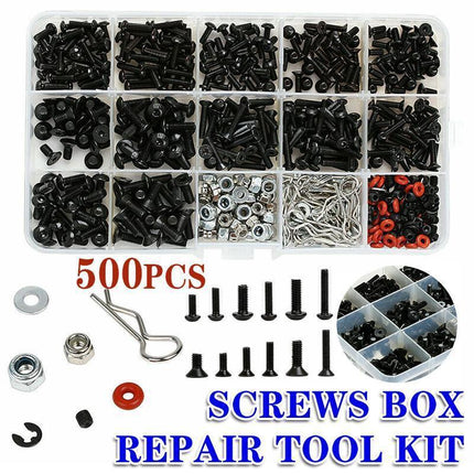 500PCS/Set RC Screws Box Repair Tool Kit for 1/10 HSP RC Car DIY Accessories.