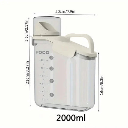 2Sizes Portable Transparent Grain Storage Jar Cat Food Rice Snack Tea Container - 2000ML.