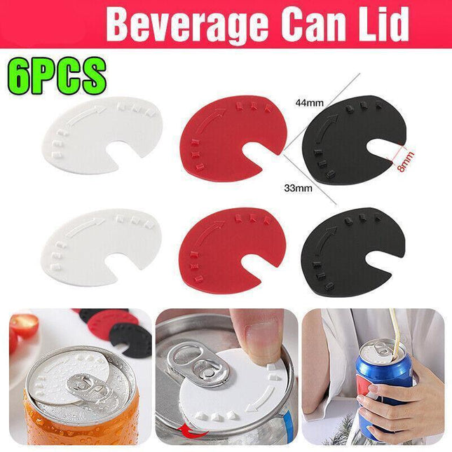 6Pcs Beverage Can Lid Cap Soda Soft Drink Snaps Tops Cover Lock Sealer Protector.