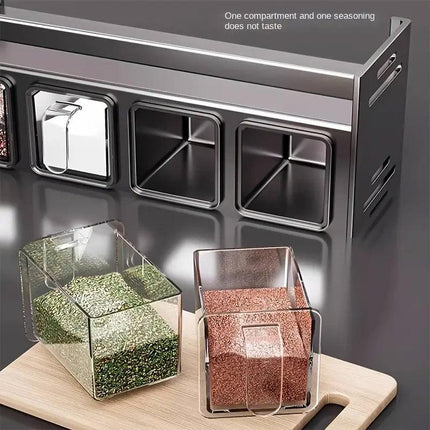 Wall Mounted Kitchen Spice Box Shelf Multifunctional Organiser for Herbs Spices - 4-Grids.