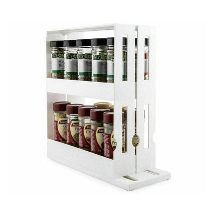 Slide Cabinet Organiser Rack Storage Pantry Kitchen Shelf Spice Jars Can Holder.