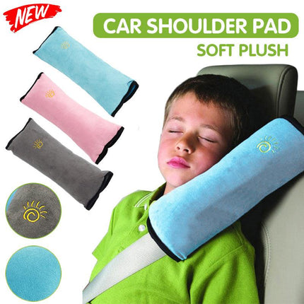 1/2× Soft Plush Car Shoulder Pad and Cushion Pillow for Travel Comfort - Beige.