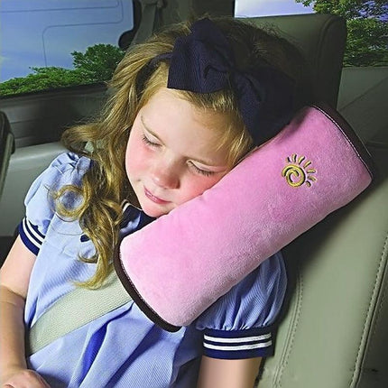 1/2× Soft Plush Car Shoulder Pad and Cushion Pillow for Travel Comfort - Beige.